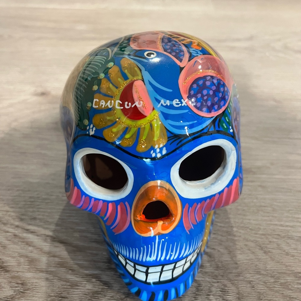 Colorful Ceramic Skull Art Decor